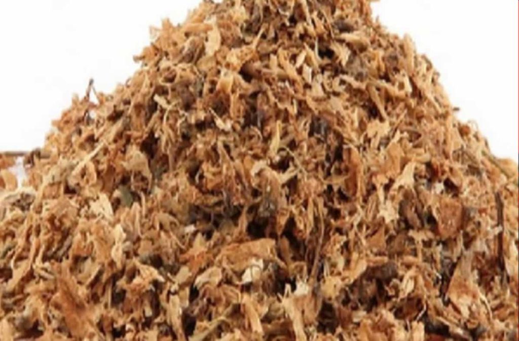Close-up view of expanded tobacco stems